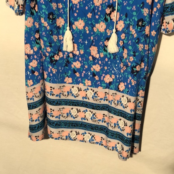 Halife Women's Printed Tassel Tie Neck Loose Fit Bohemian Tunic Dress Si… - Picture 4 of 10